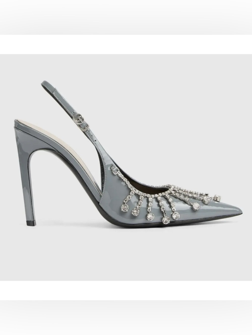 Gucci Guinevere crystal chain sling back pumps size 39 made in Italy